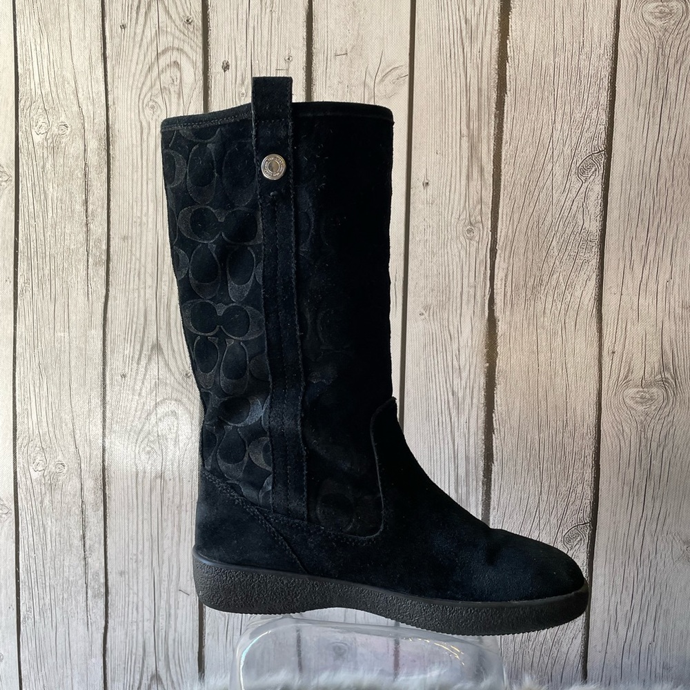 Coach black velvet boots